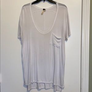 Free People White Pocket Tee
